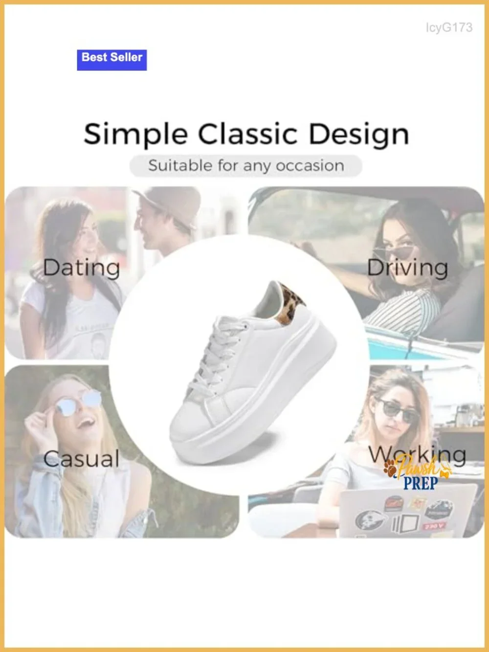 Women's Platform Fashion Sneakers Thick Sole Low Top Casual Walking Anti-Slip